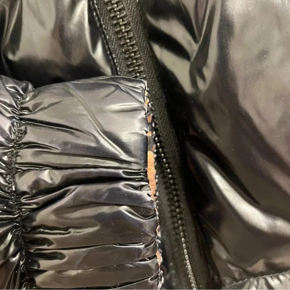 Alice + Olivia Durham black leopard print reversible puffer jacket size small - Picture 9 of 14